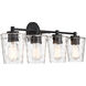 Ballas 4 Light 31.5 inch Black Bathroom Vanity Light Wall Light