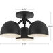 Fosso 3 Light 12.5 inch Black Semi-Flush Mount Ceiling Light