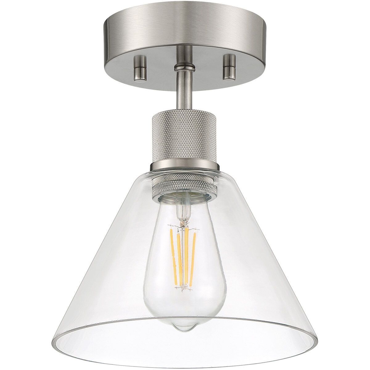 Port Nine LED 8 inch Brushed Steel Semi-Flush Ceiling Light