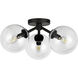 Alora Mood Cassia 3 Light 17.75 inch Matte Black Semi-Flush Mount Ceiling Light in Clear Glass
