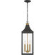 Hurstborne 3 Light 8.5 inch Dark Matte Black and Painted Legacy Brass Outdoor Hanging Lantern