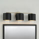 Weller 3 Light 24.25 inch Matte Brass and Black Vanity Light Wall Light
