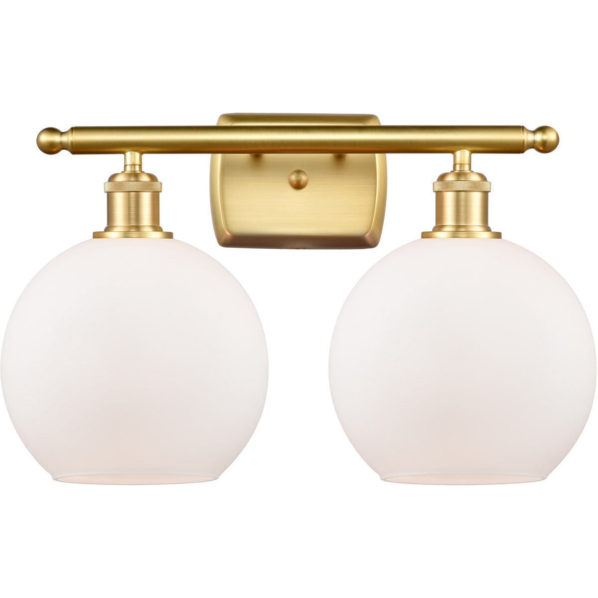 Ballston Athens 2 Light 16 inch Satin Gold Bath Vanity Light Wall Light in Matte White Glass, Ballston