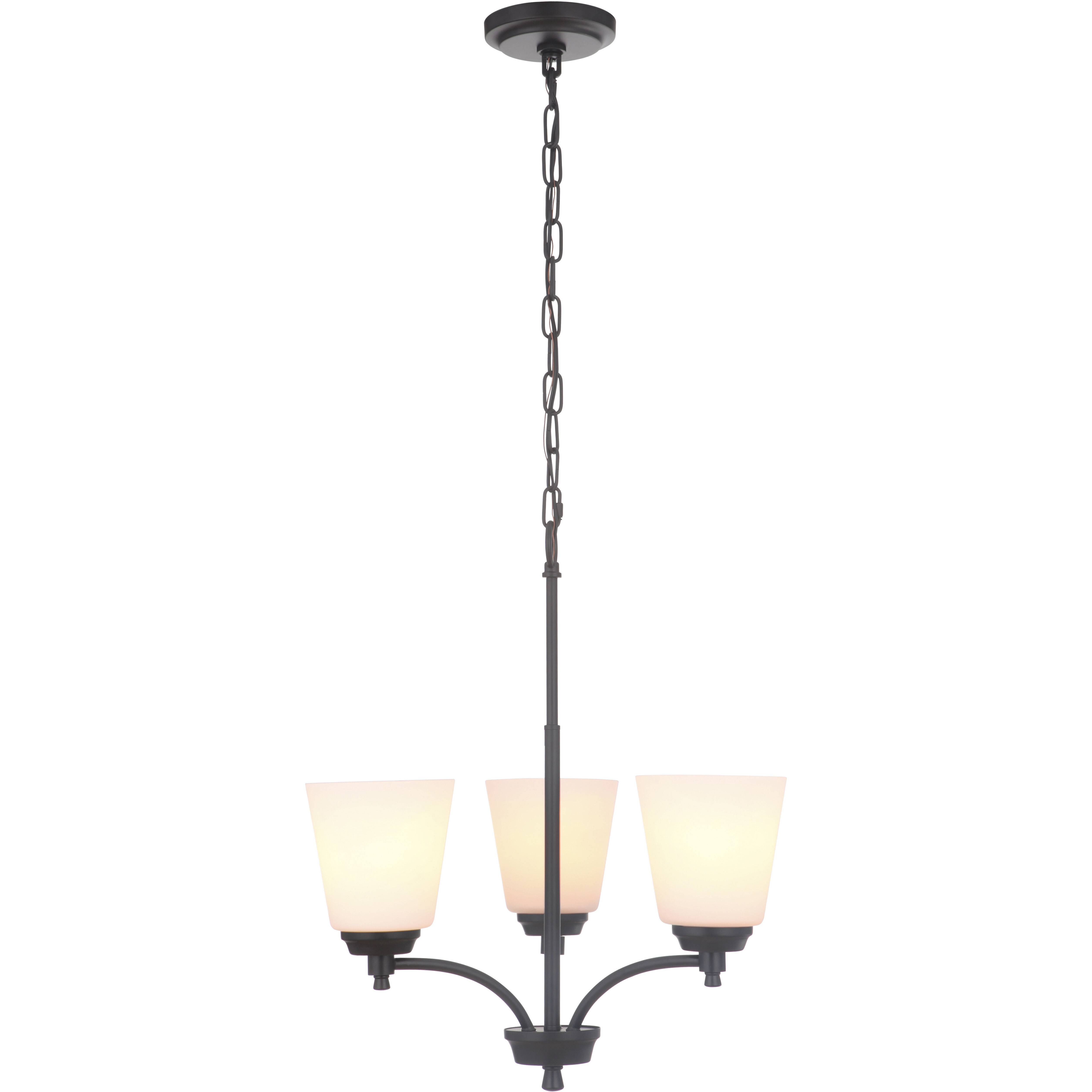 Neighborhood Tyler 3 Light 19.5 inch Flat Black Chandelier Ceiling Light in White Glass, Neighborhood Collection