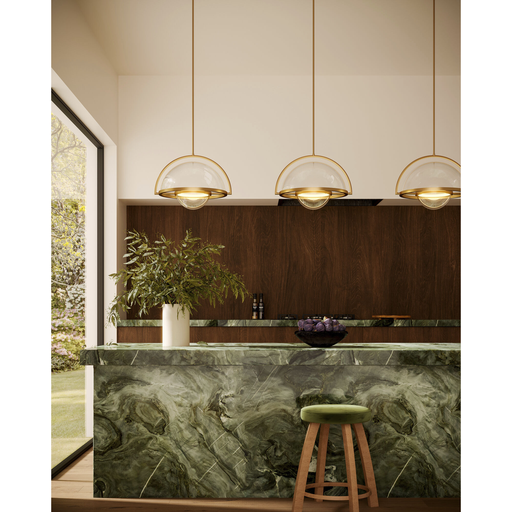 Bowery Pendant Ceiling Light in Vintage Brass