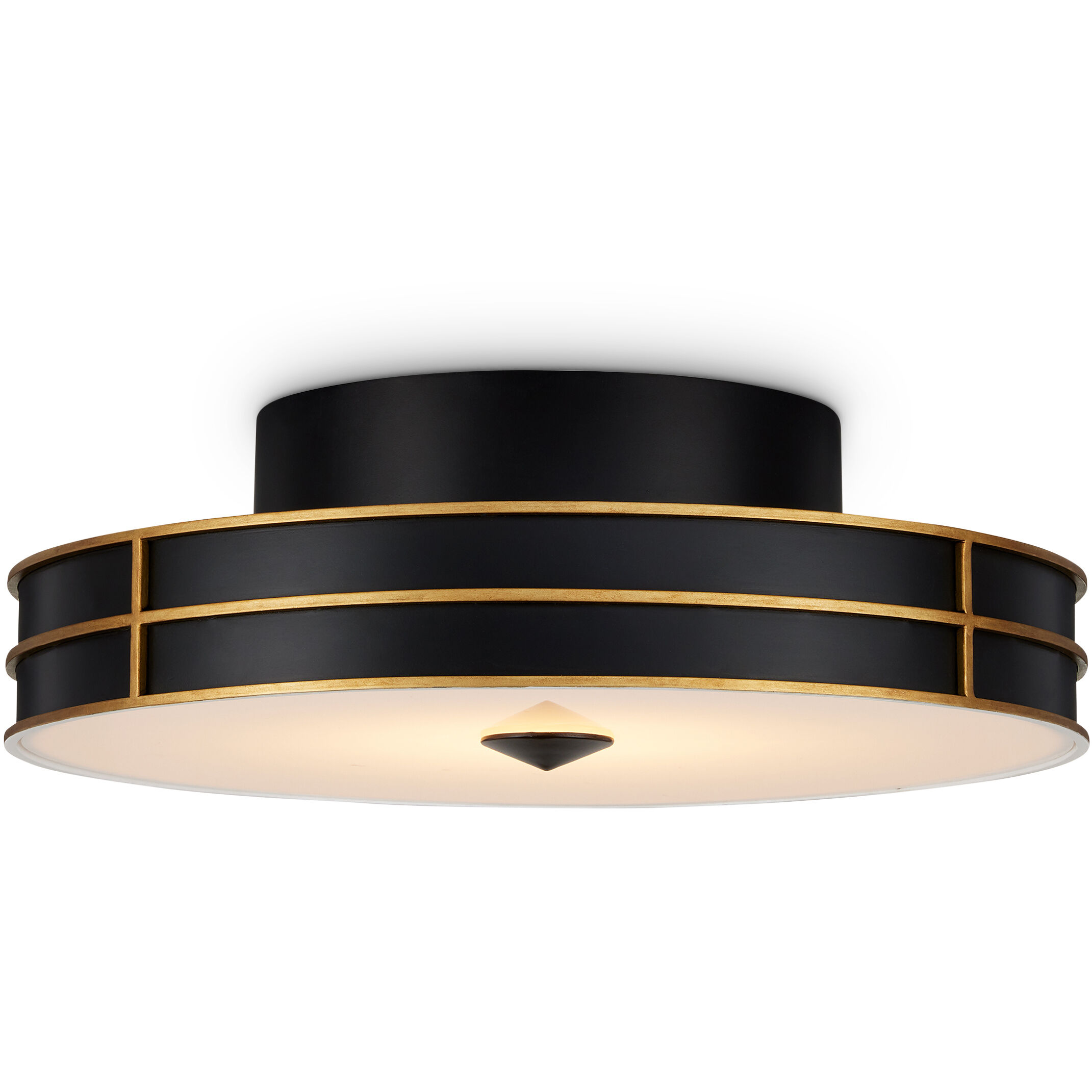 Fielding 1 Light 24 inch Satin Black/Contemporary Gold/Sugar White/White Flush Mount Ceiling Light