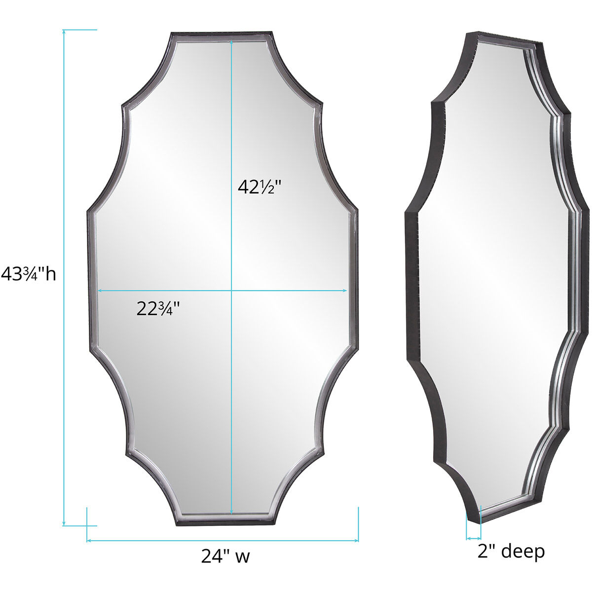 Edgebrook 43 X 24 inch Graphite Wall Mirror