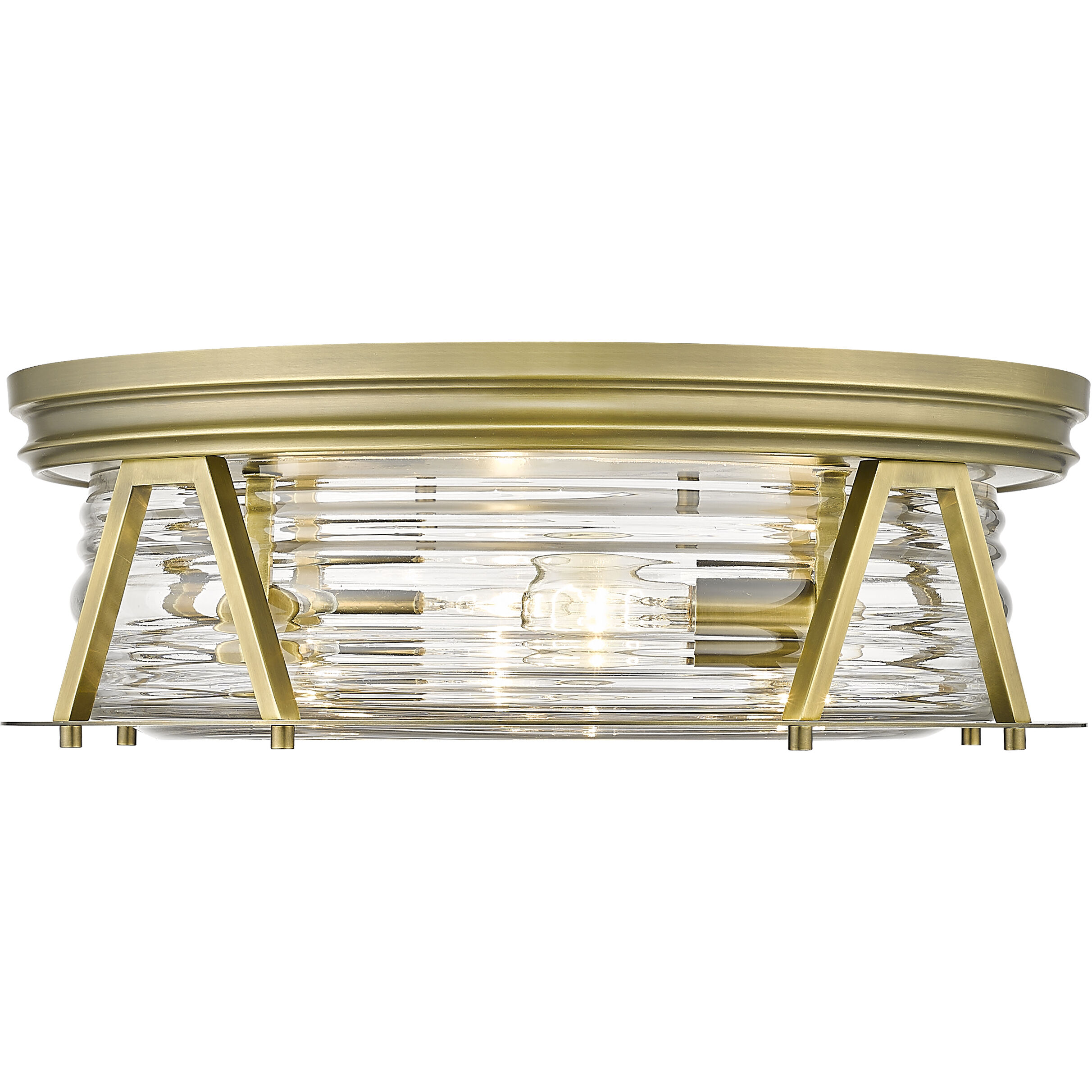 Cape Harbor 4 Light 20 inch Rubbed Brass Flush Mount Ceiling Light