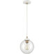 Boudreaux 1 Light 8 inch Matte White with Satin Brass Mini Pendant Ceiling Light