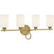 Woodbury 4 Light 28 inch Warm Brass Bathroom Vanity Light Wall Light