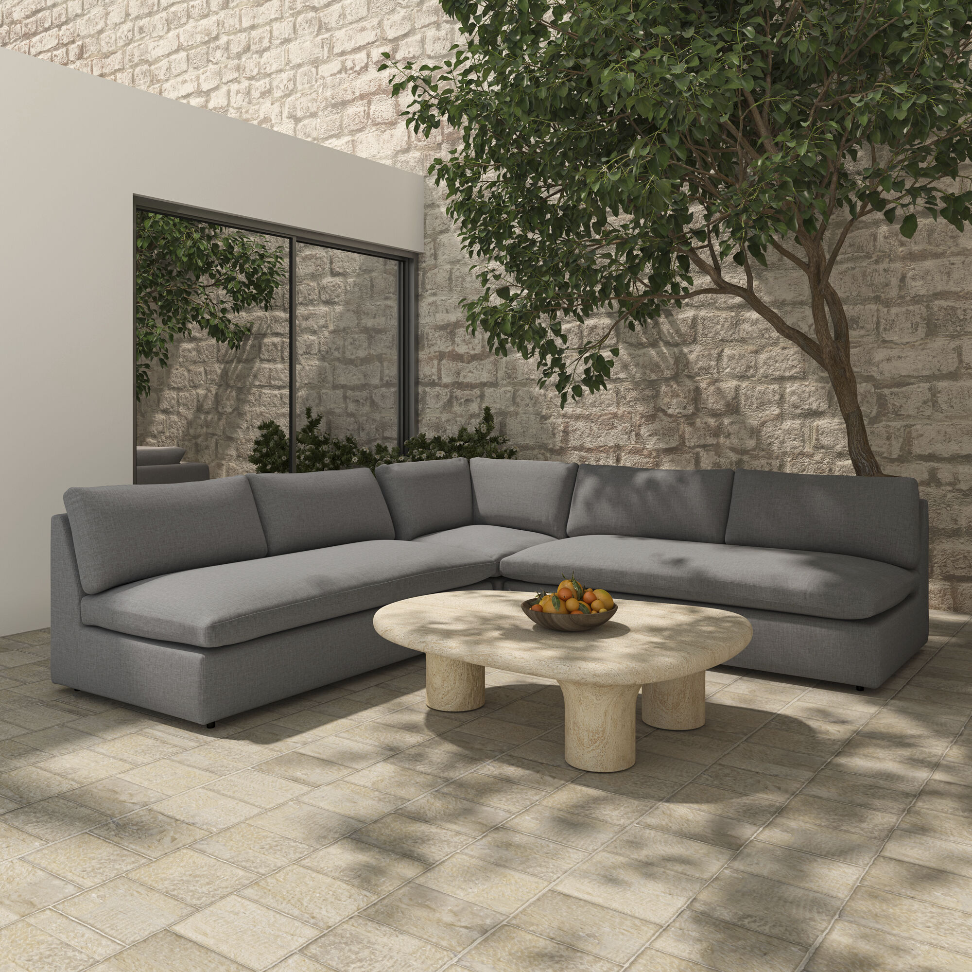 Miles Grey Outdoor Corner in Light Grey