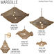 Marseille 3 Light 33 inch Brass Antique Pendant Ceiling Light
