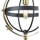 Caldwell 1 Light 10 inch Matte Black with Satin Brass Mini Pendant Ceiling Light