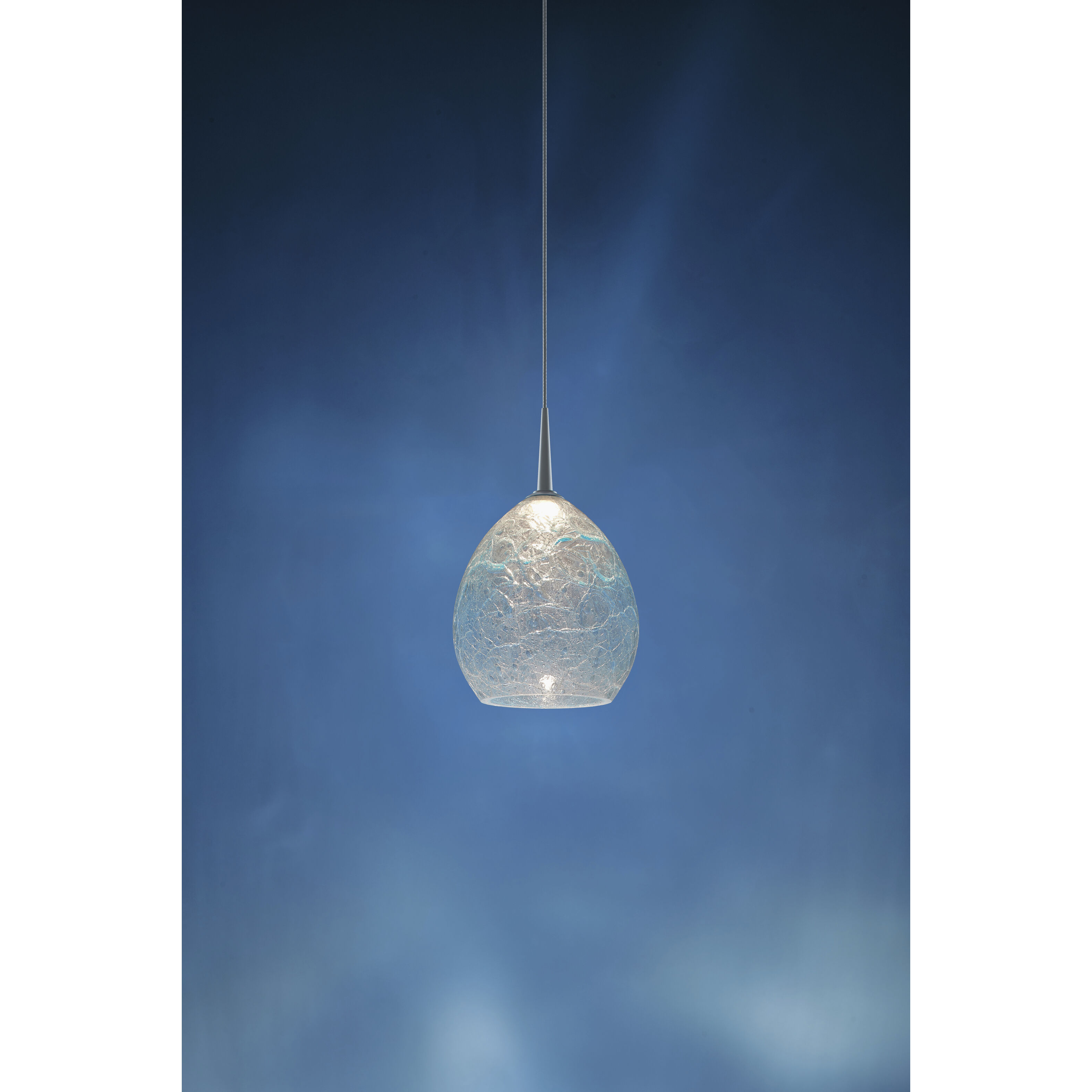 Vibe LED 5.5 inch Matte Chrome Small Pendant Ceiling Light in Glacier Glass