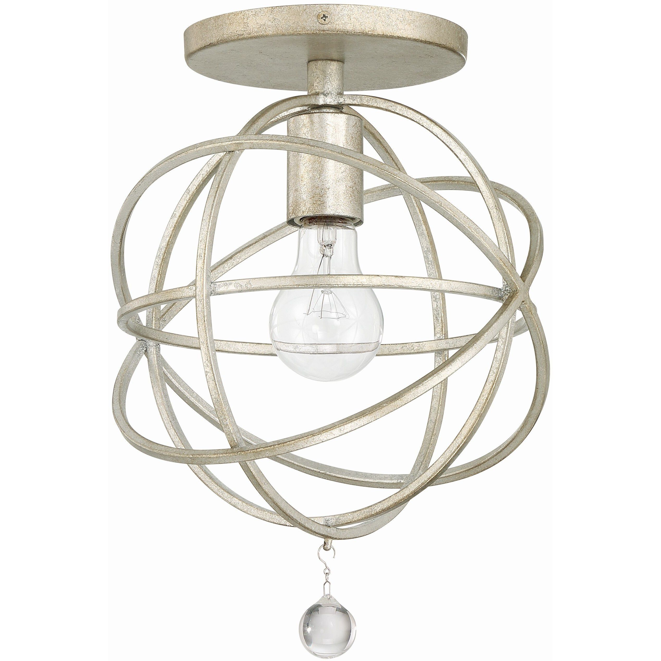 Solaris 1 Light 9 inch Olde Silver Semi Flush Ceiling Light