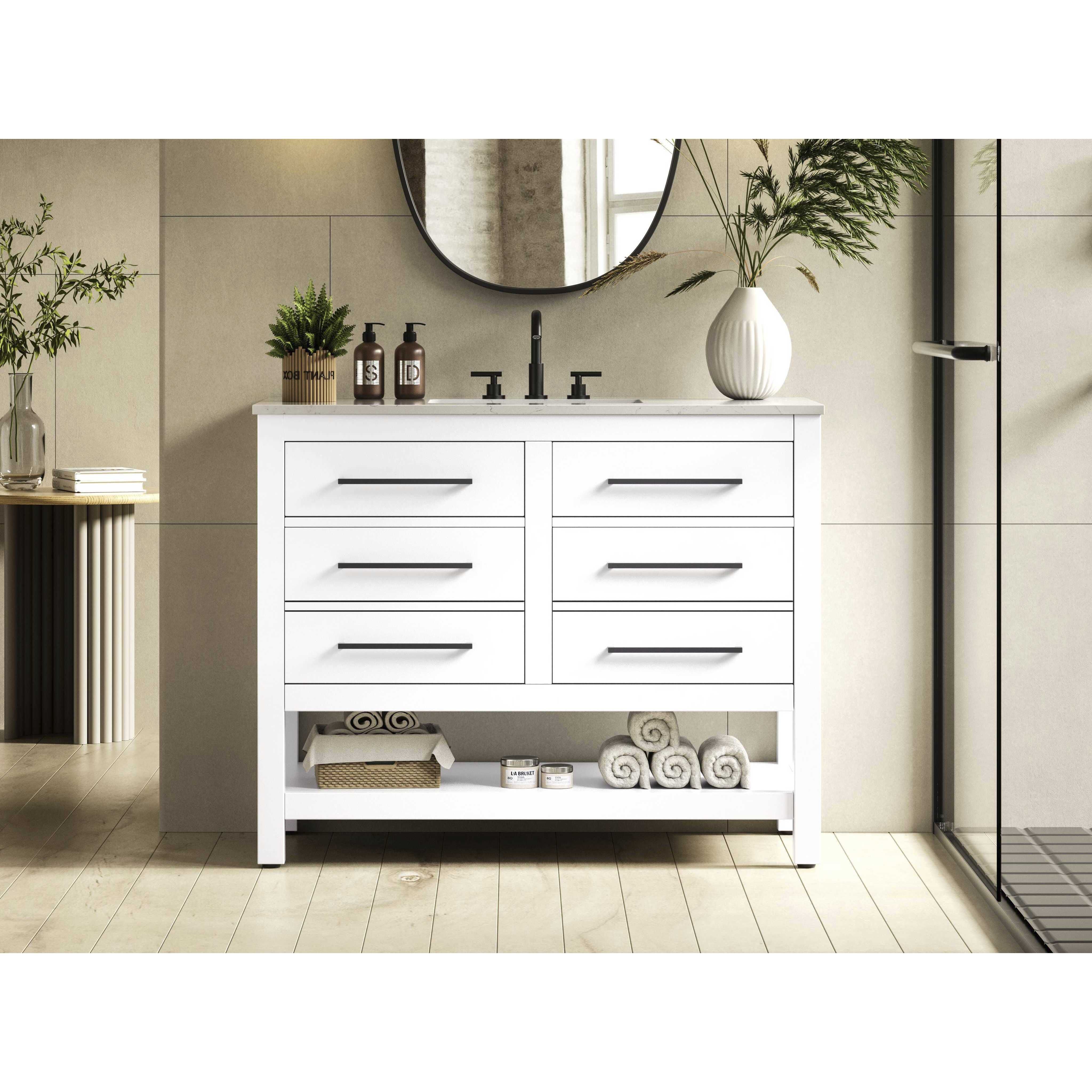 Karson 42 X 34 inch White Bathroom Vanity Cabinet