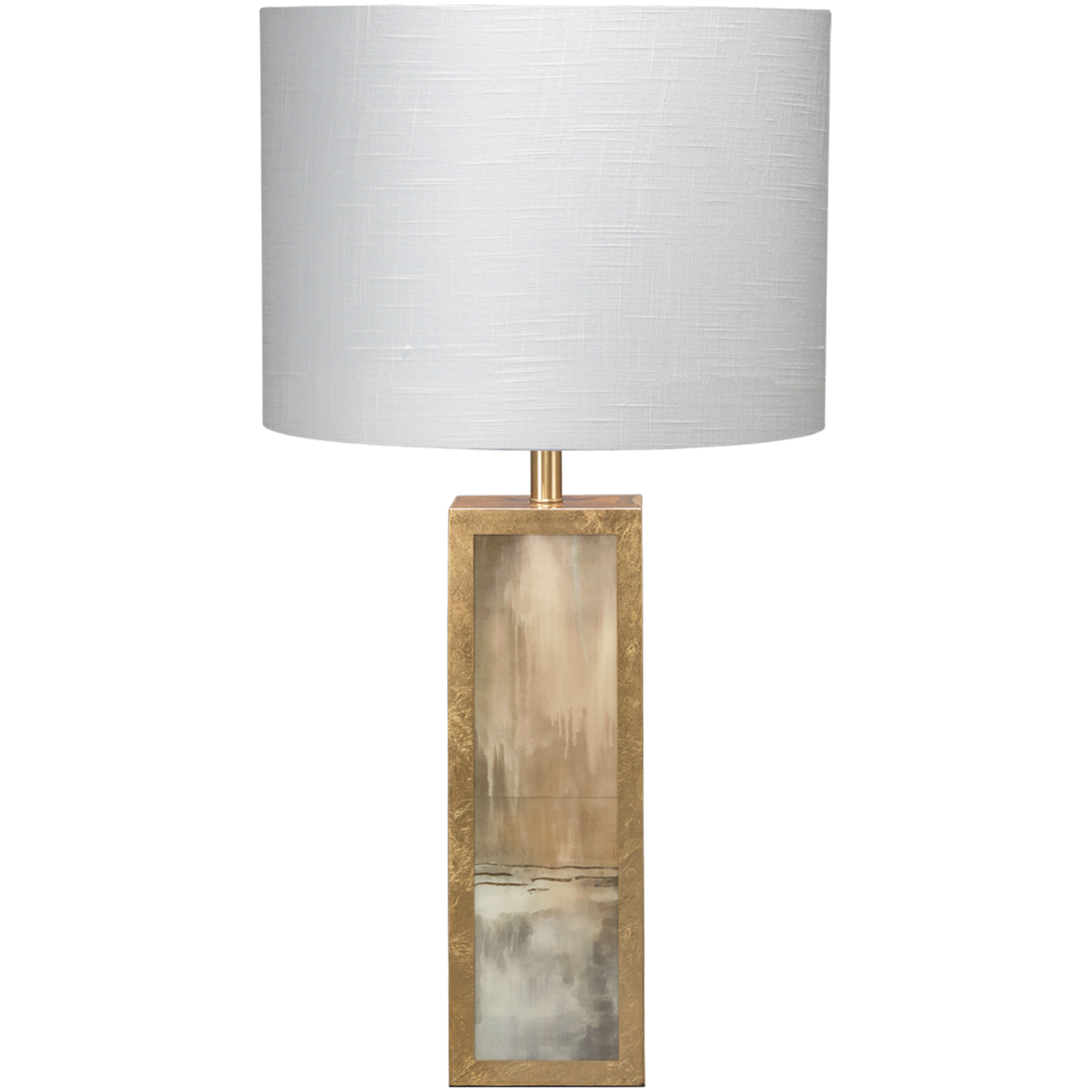Cloudscape 33 inch 150.00 watt Taupe & Slate Lacquer w/ Antique Gold Leafed Metal Table Lamp Portable Light