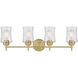 Clarvyn 4 Light 29.25 inch Vintage Brass Bathroom Vanity Light Wall Light