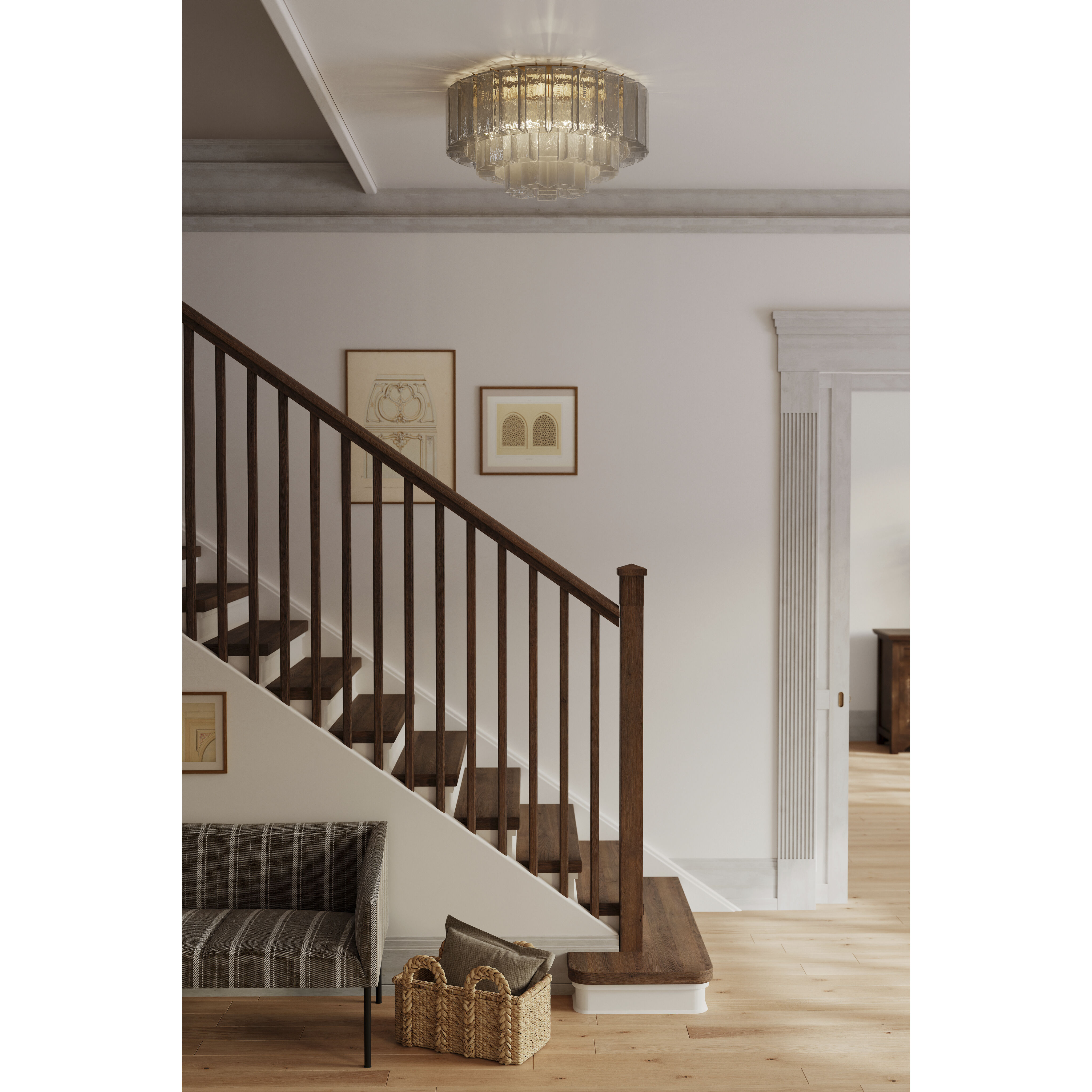 Torvento 7 Light 28 inch Legacy Brass Flush Mount Ceiling Light
