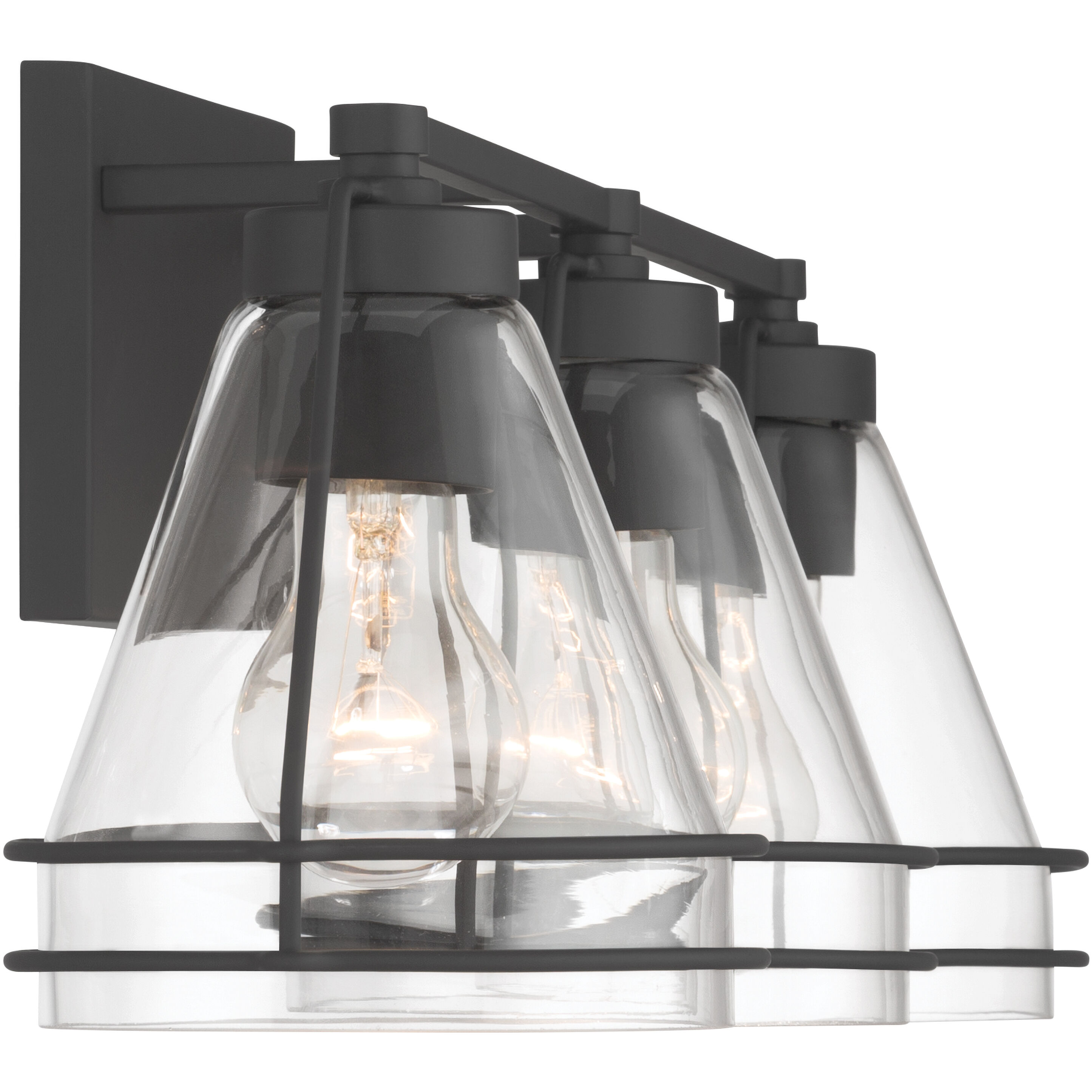 Lorenth 3 Light 24.25 inch Dark Matte Black Vanity Wall Light