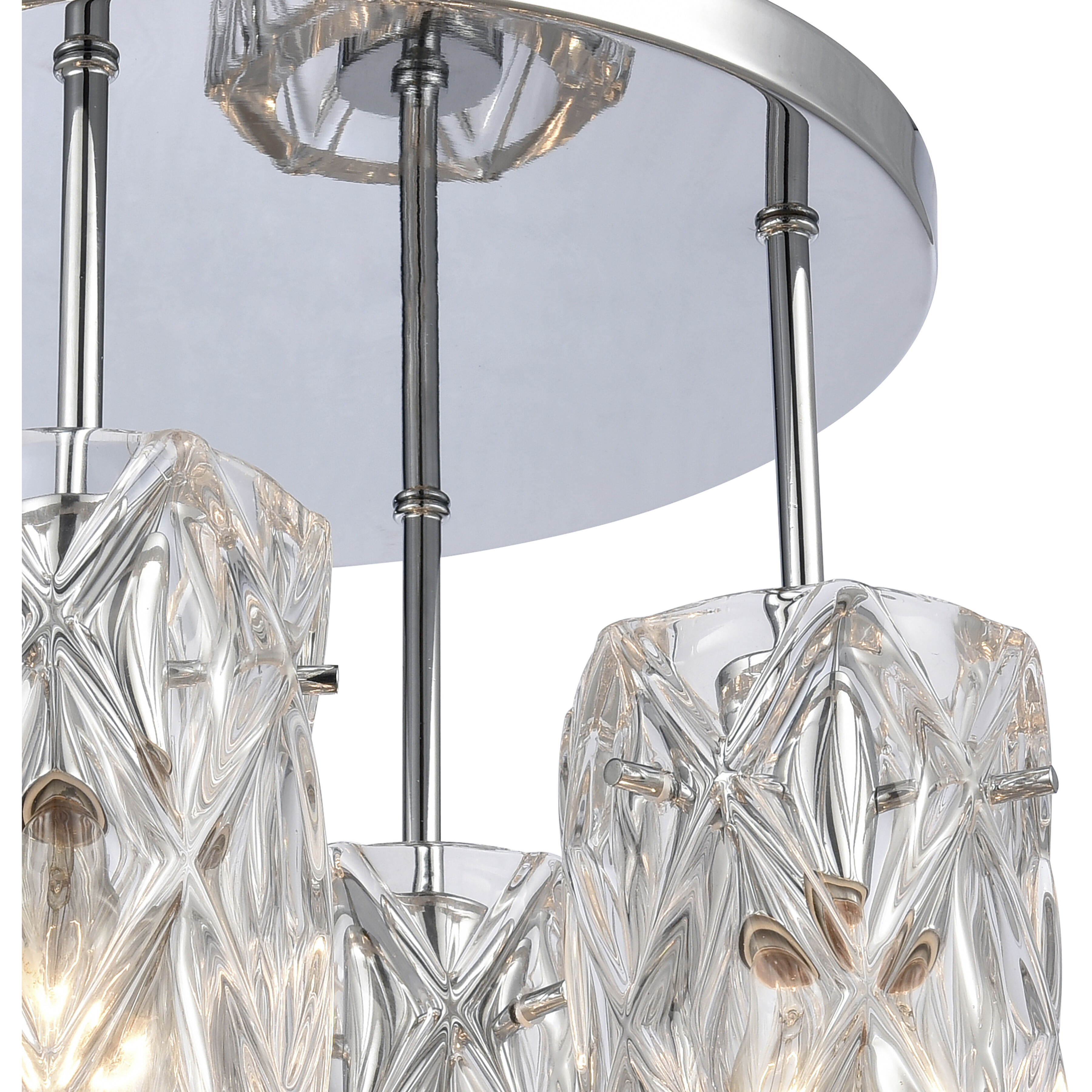 Forma de Crystal 4 Light 13.75 inch Polished Chrome Semi Flush Mount Ceiling Light