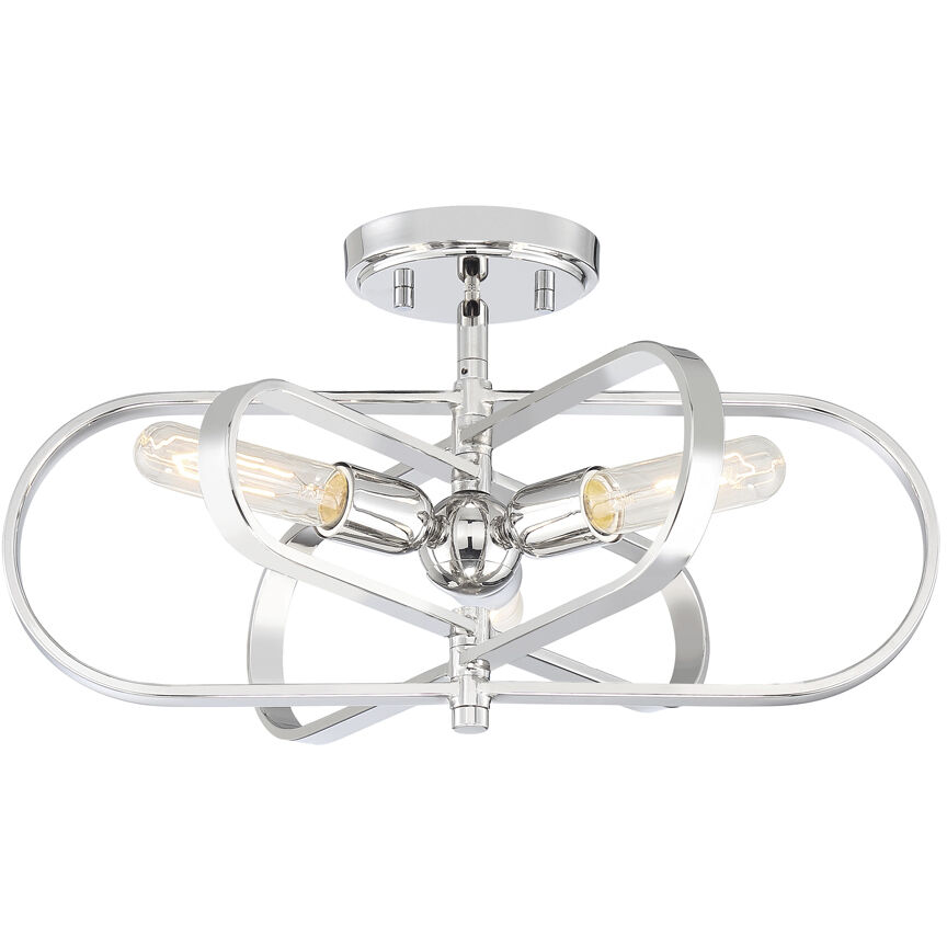 Kenzo 3 Light 18 inch Polished Nickel Semi-Flush Ceiling Light