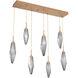 Rock Crystal LED 44 inch Novel Brass Linear Pendant Ceiling Light in 3000K LED, Chilled Smoke, Multi-Port