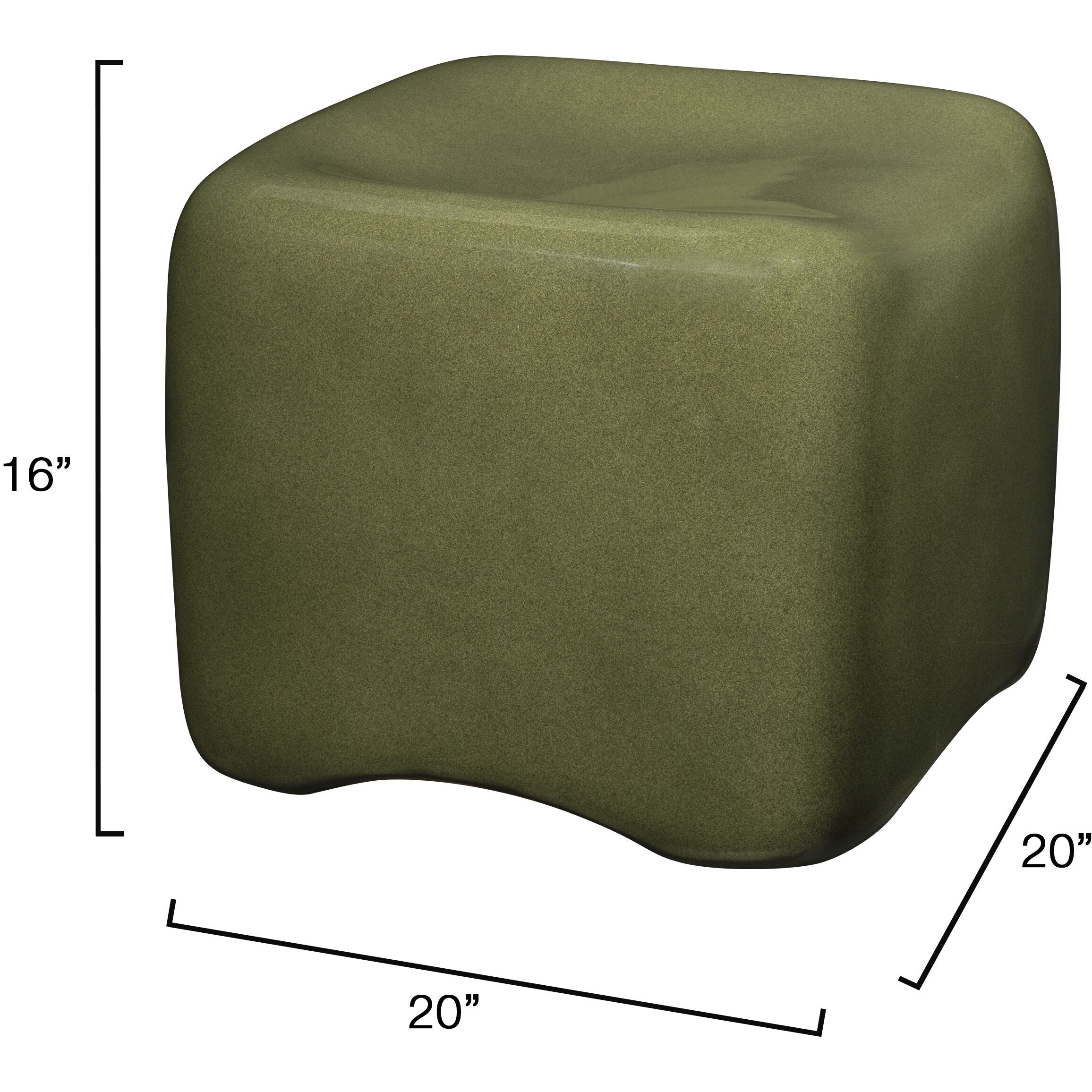 Cushion 16 inch Olive Green Glaze Concrete Stool, Inline