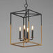 SoHo 4 Light 12 inch Black and Weathered Brass Entry Foyer Pendant Ceiling Light