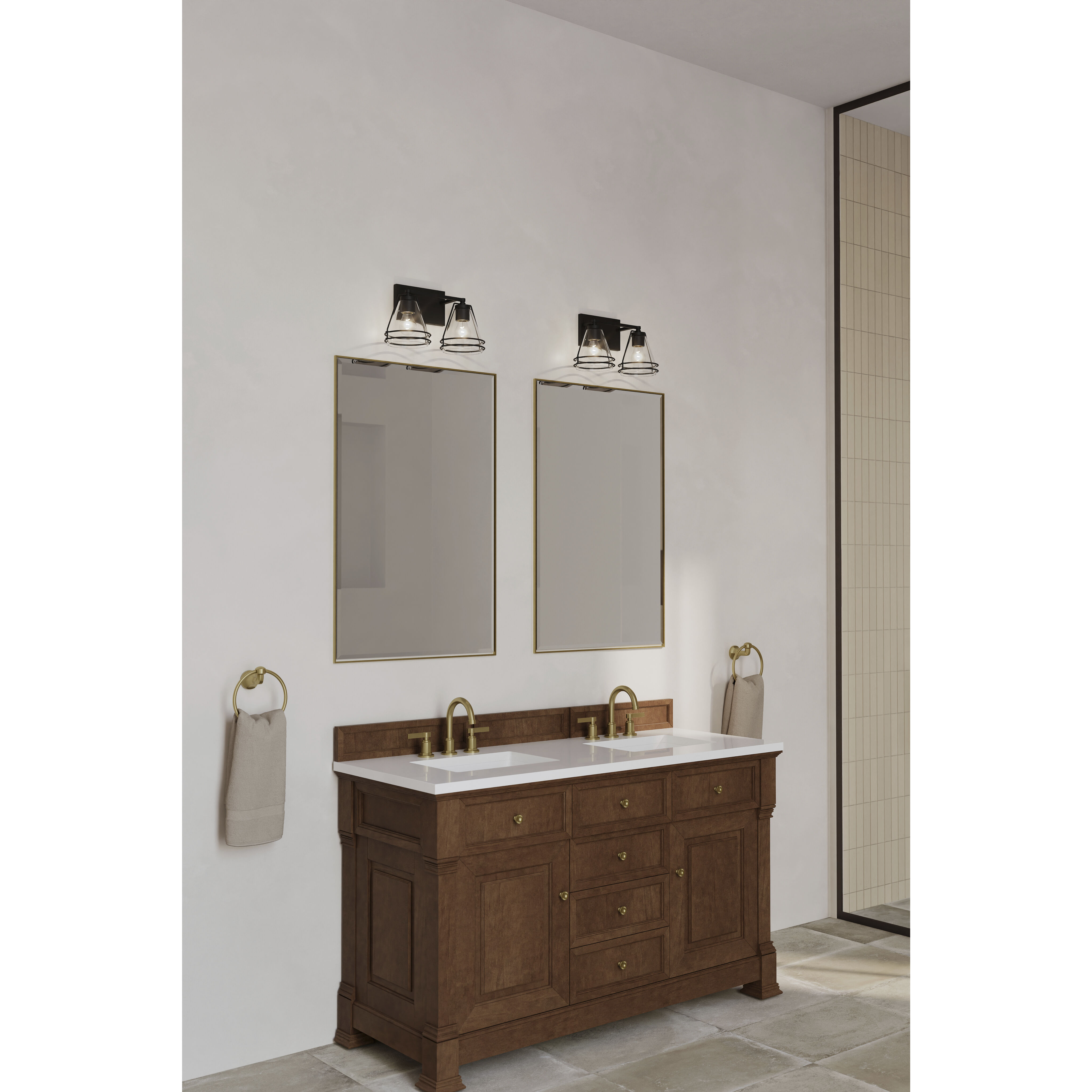 Lorenth 2 Light 15.5 inch Dark Matte Black Vanity Wall Light