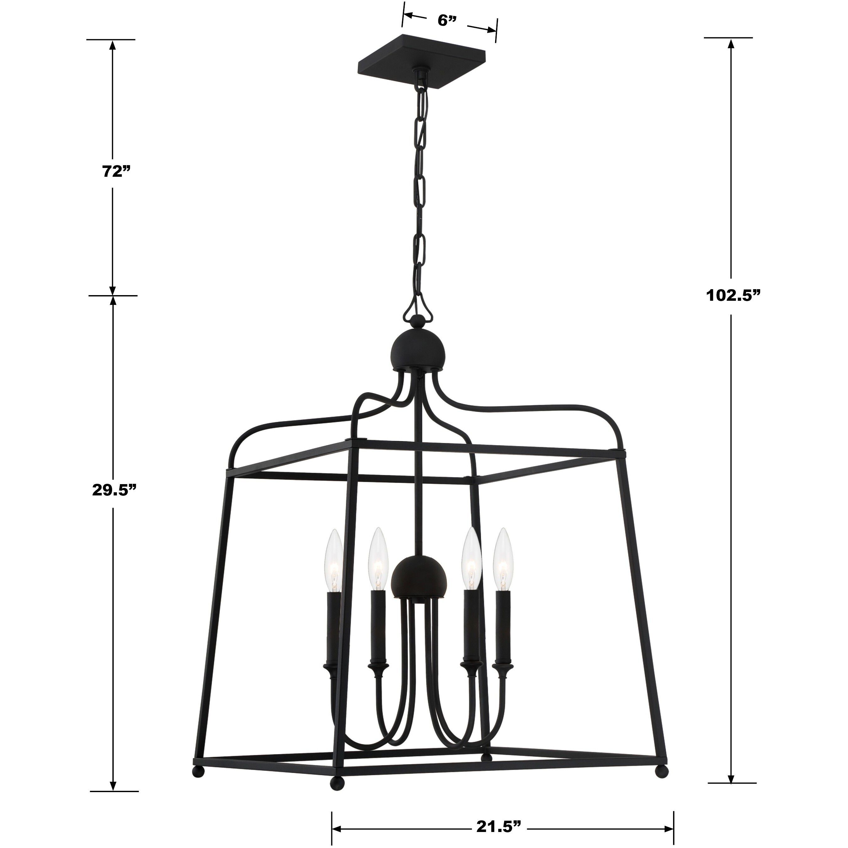 Sylvan 4 Light 21.5 inch Black Forged Lantern Chandelier Ceiling Light