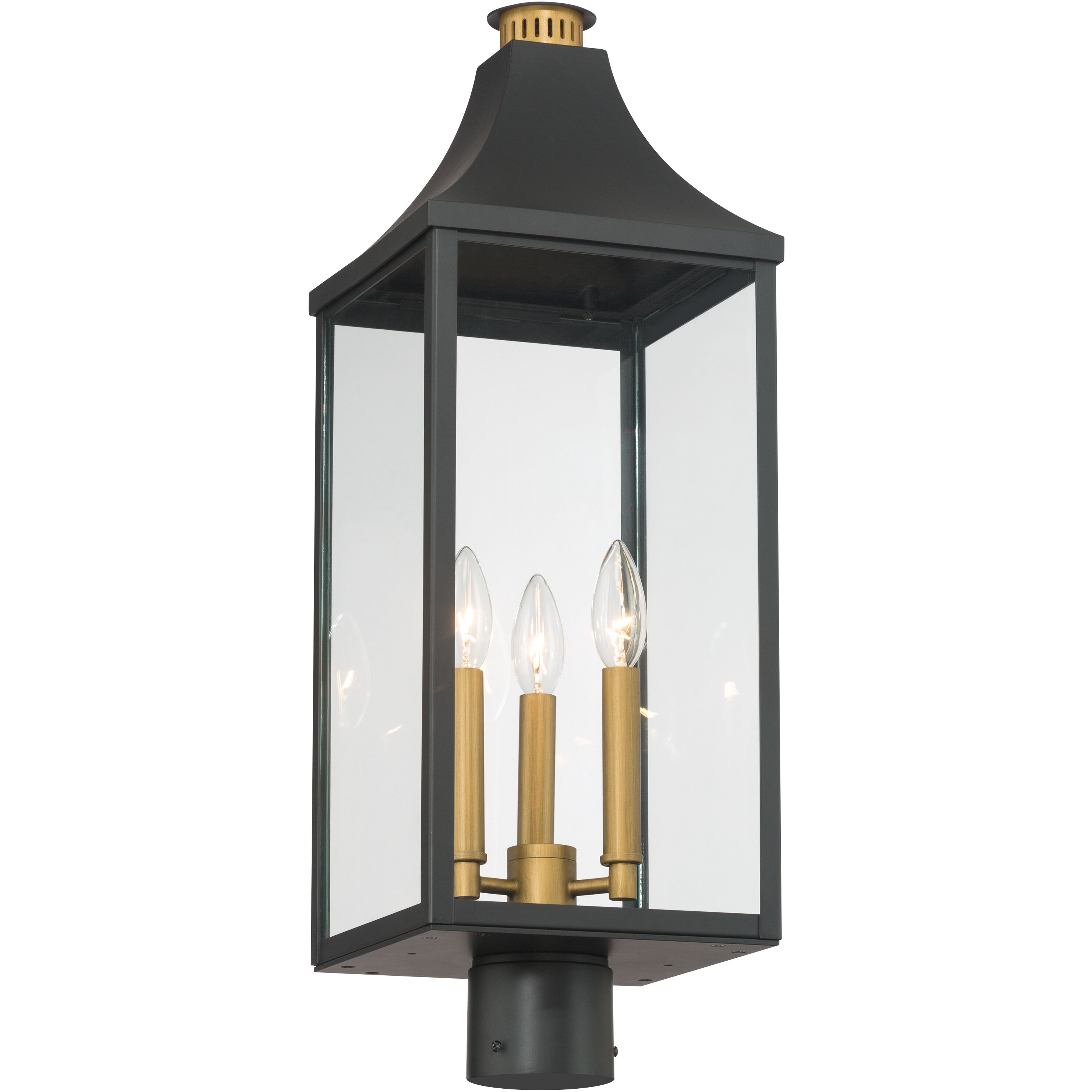 Hurstborne 3 Light 25 inch Dark Matte Black and Painted Legacy Brass Outdoor Post Lantern