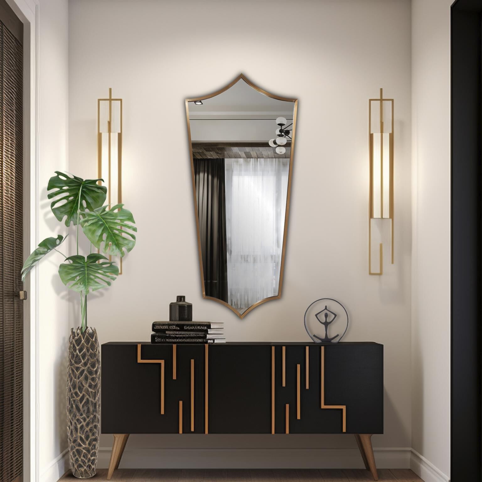 Antioch 52 X 24 inch Brass Mirror