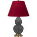 Small Double Gourd 22.75 inch 150 watt Matte Ash Glazed Ceramic with Antique Brass Accent Lamp Portable Light in Rose Red with Ink Black