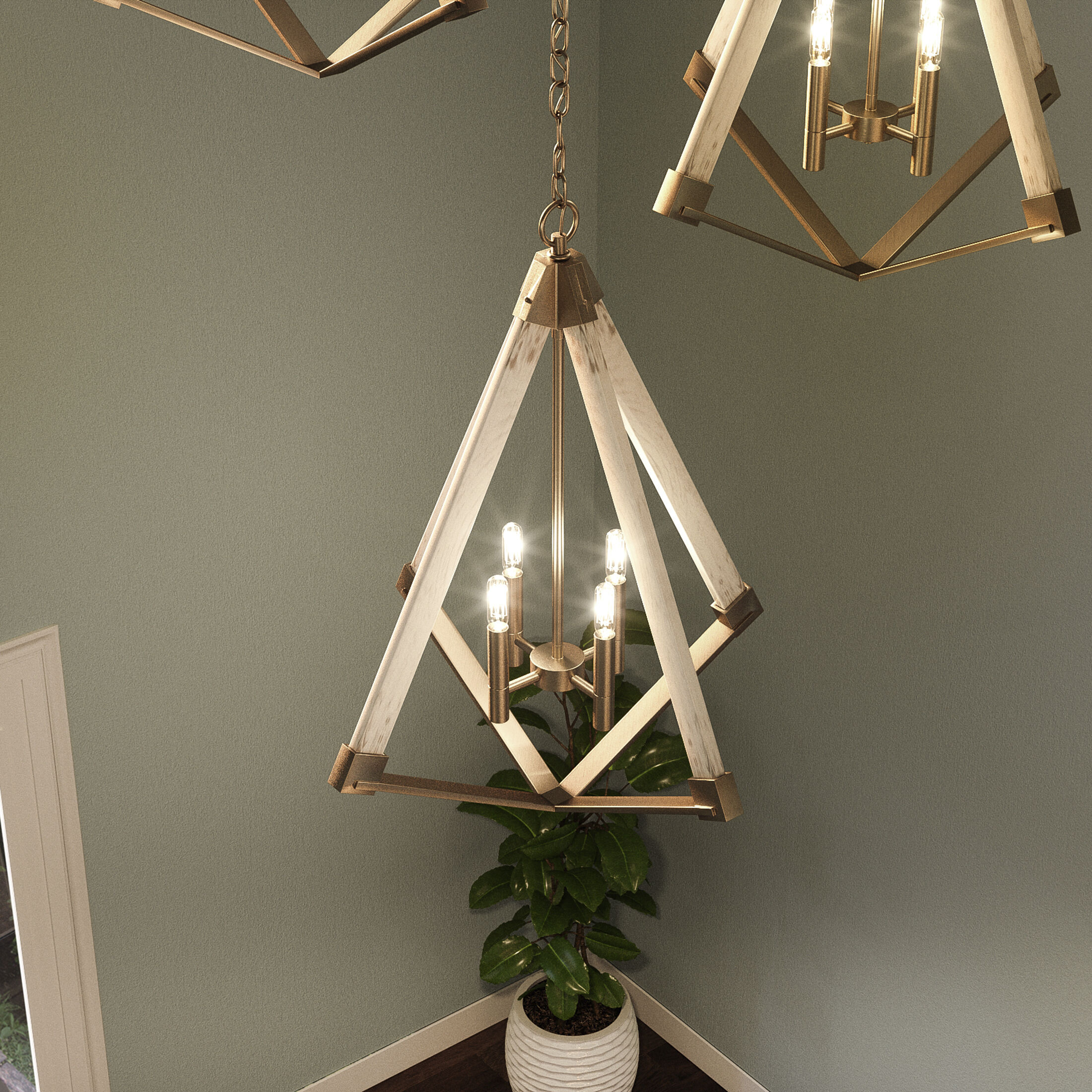 Viewpoint 4 Light 24 inch Weathered Brass Foyer Chandelier Ceiling Light