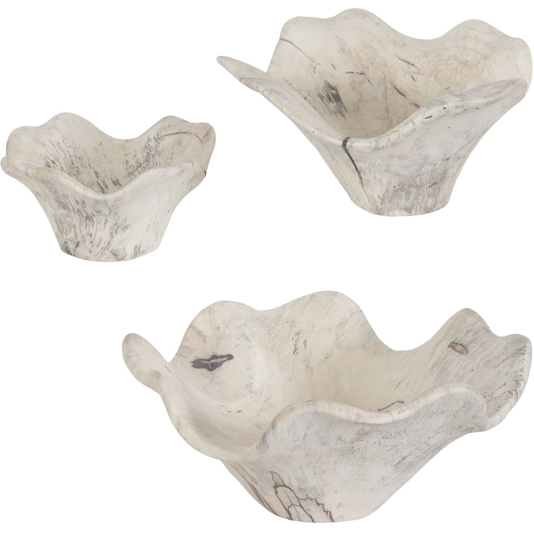 Teo Light Bleached Tamarind Wood Wooden Wall Decor, Set of 3