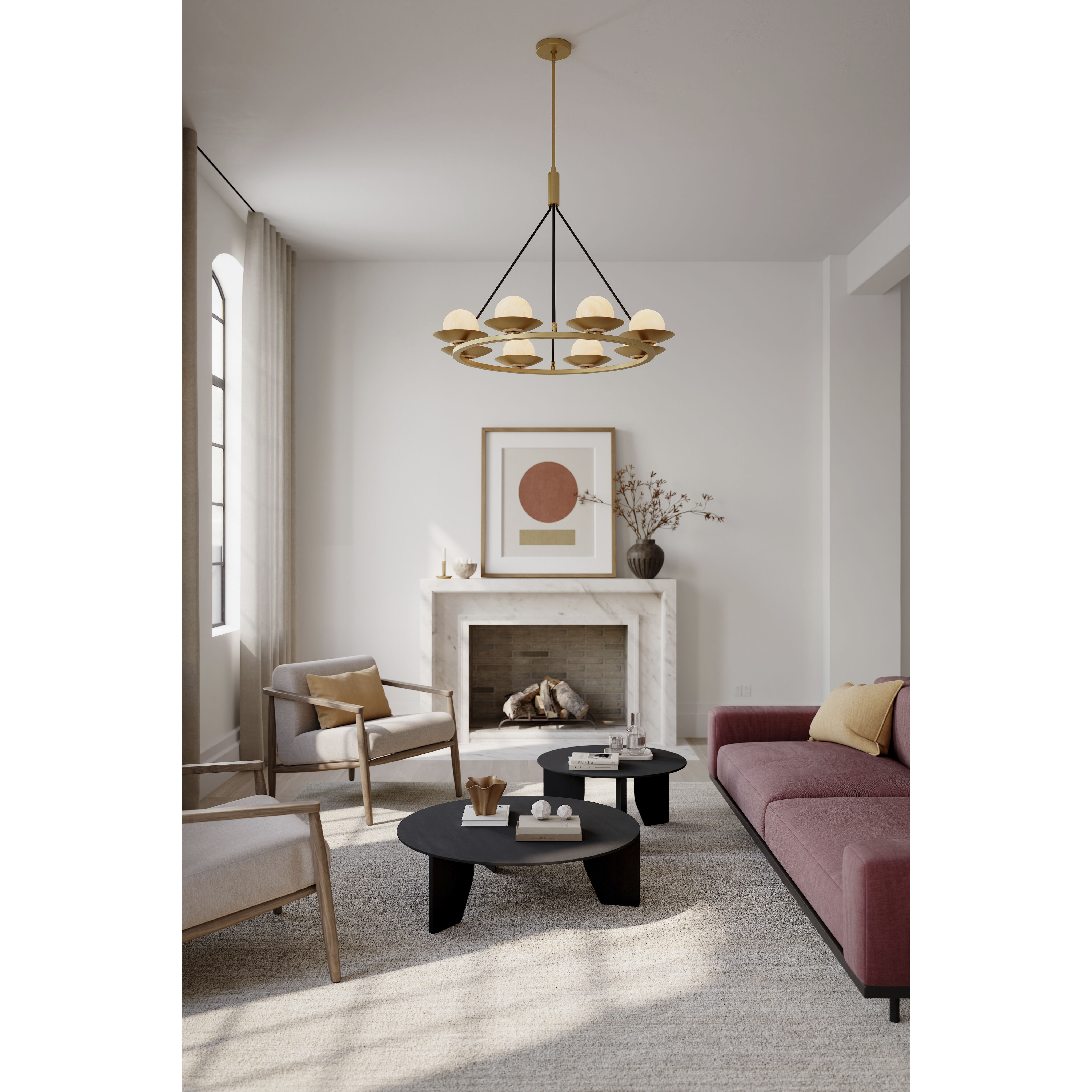 Olenne 8 Light 42 inch Legacy Brass and Dark Matte Black Pendant Ceiling Light