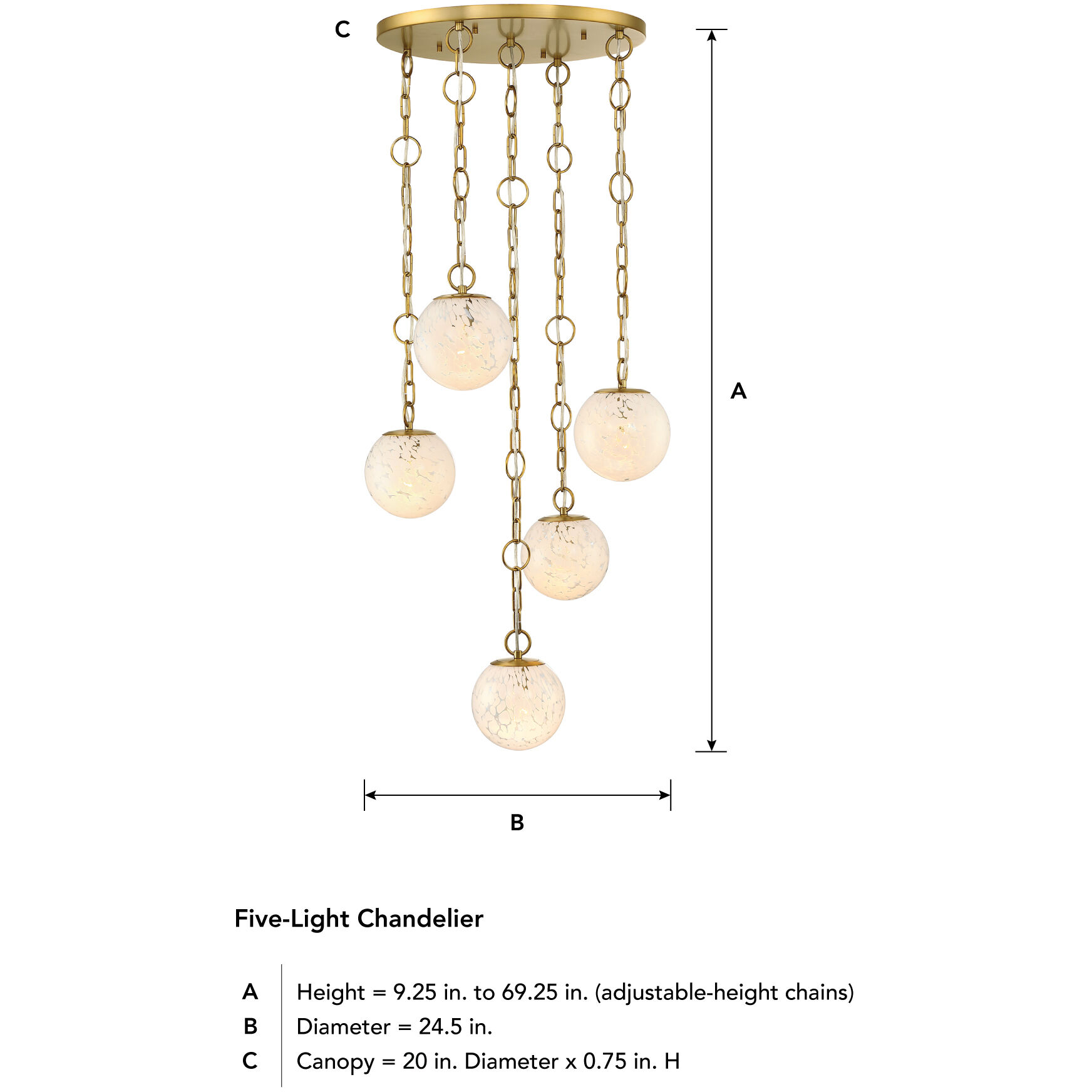 Wine Flower 5 Light 24.5 inch Brushed Gold Chandelier Ceiling Light