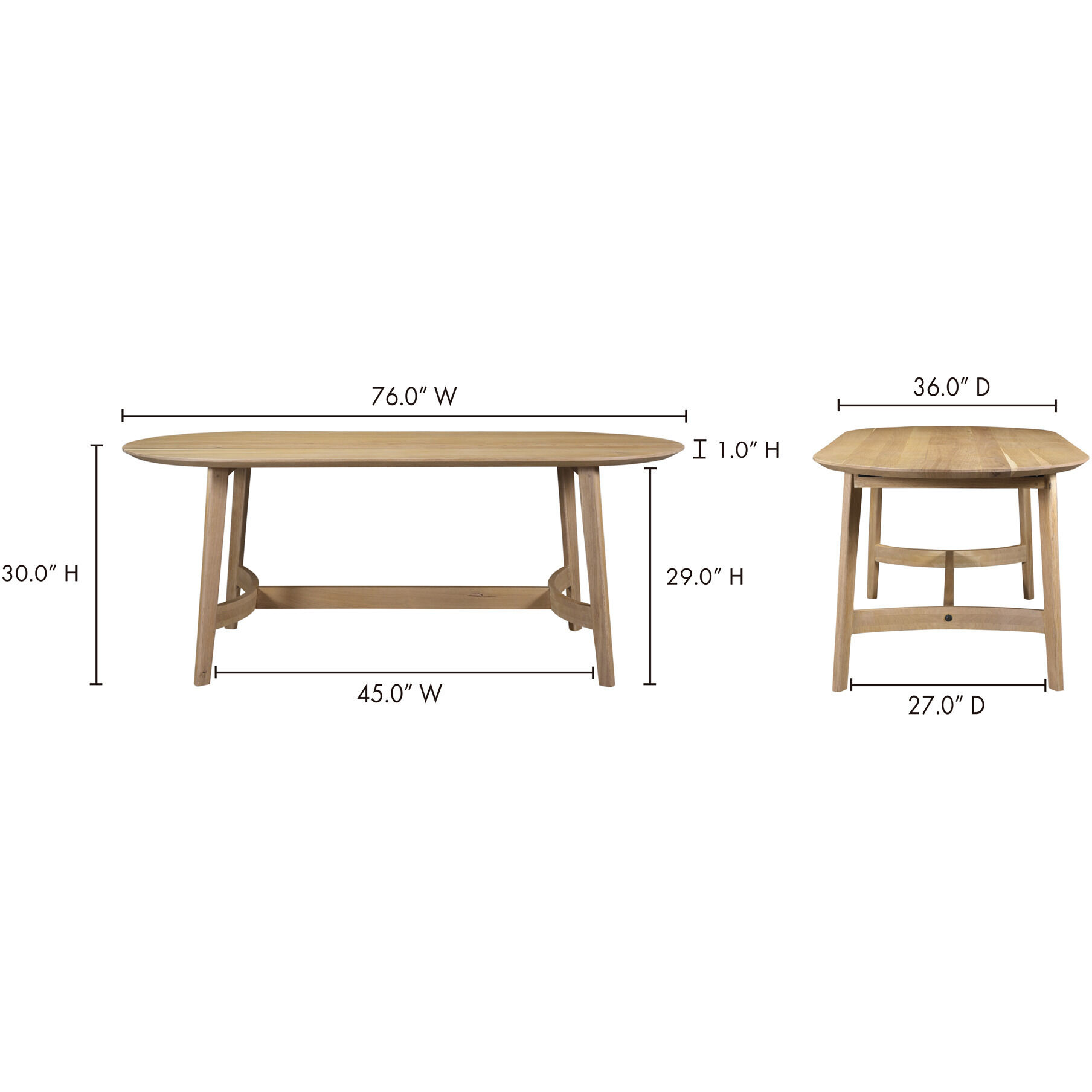 Trie 76 X 36 inch Natural Dining Table, Small