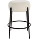 Arles 26 inch White Faux Shearling and Satin Black Counter Stool