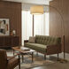 Scalloped 92 inch 9 watt Weathered Brass and Walnut Arc Floor Lamp Portable Light