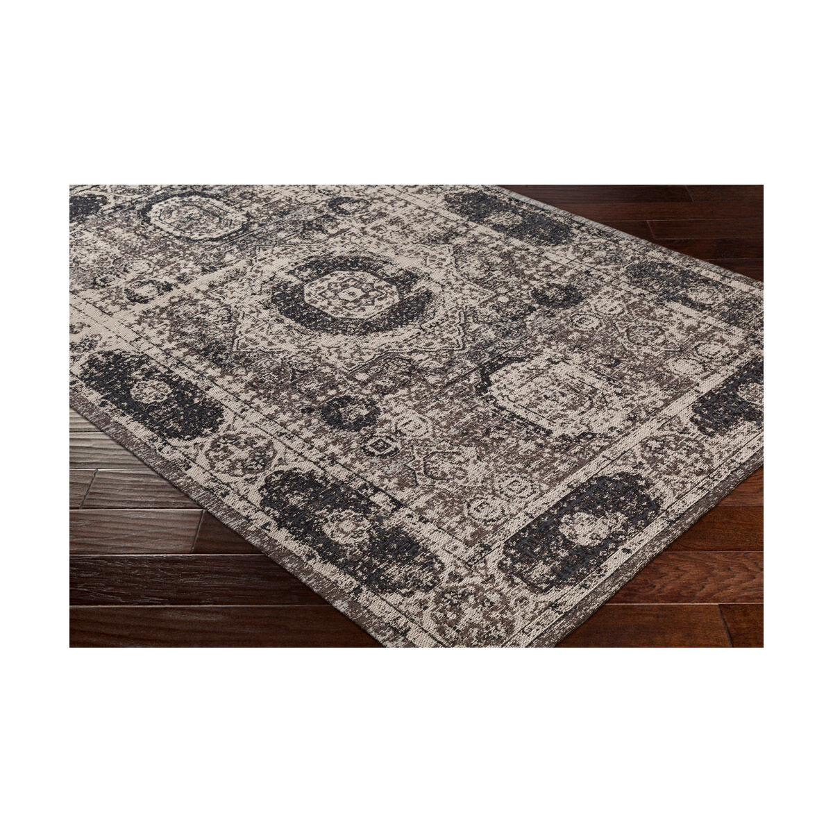 Javan 36 X 24 inch Brown and Gray Area Rug, Polyester and Cotton