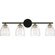 Winsley 4 Light 30 inch Coal And Stained Brass Bath Light Wall Light
