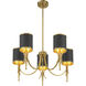 Quincy 5 Light 27 inch Black with Warm Brass Accents Chandelier Ceiling Light