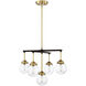 Mid-Century Modern 5 Light 22 inch Oil Rubbed Bronze with Natural Brass Chandelier Ceiling Light