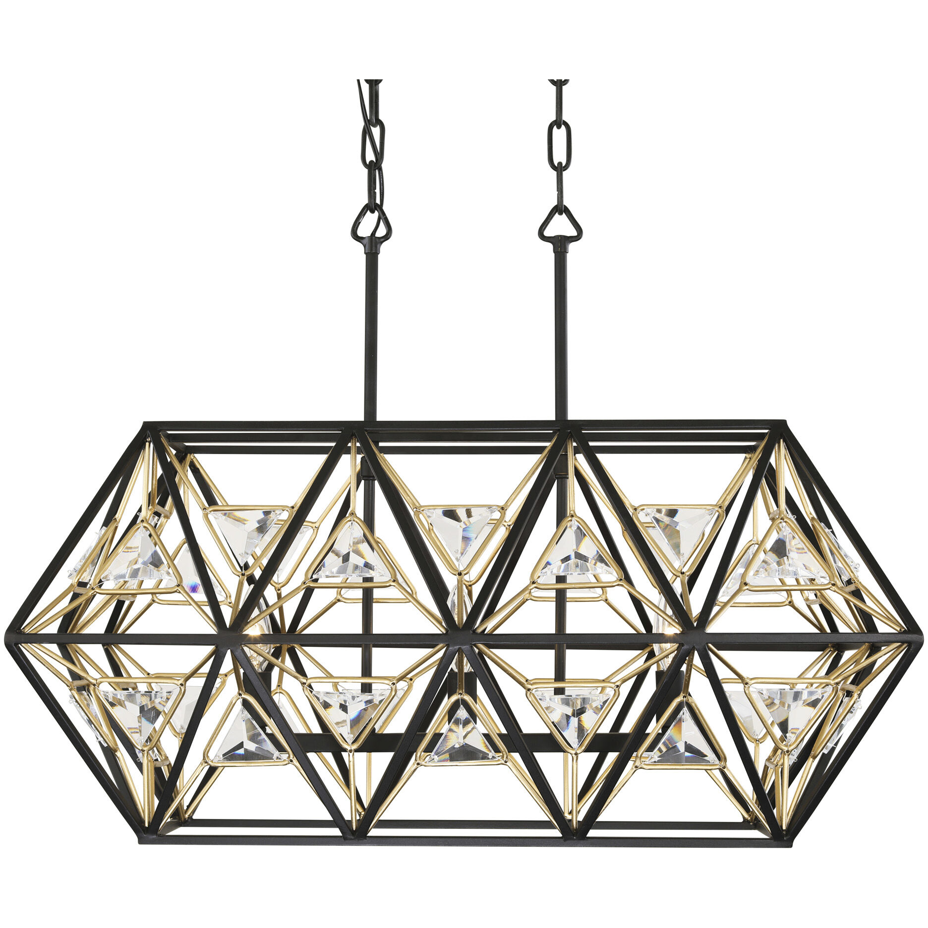 Marcia 3 Light 28 inch Matte Black and French Gold Linear Pendant Ceiling Light