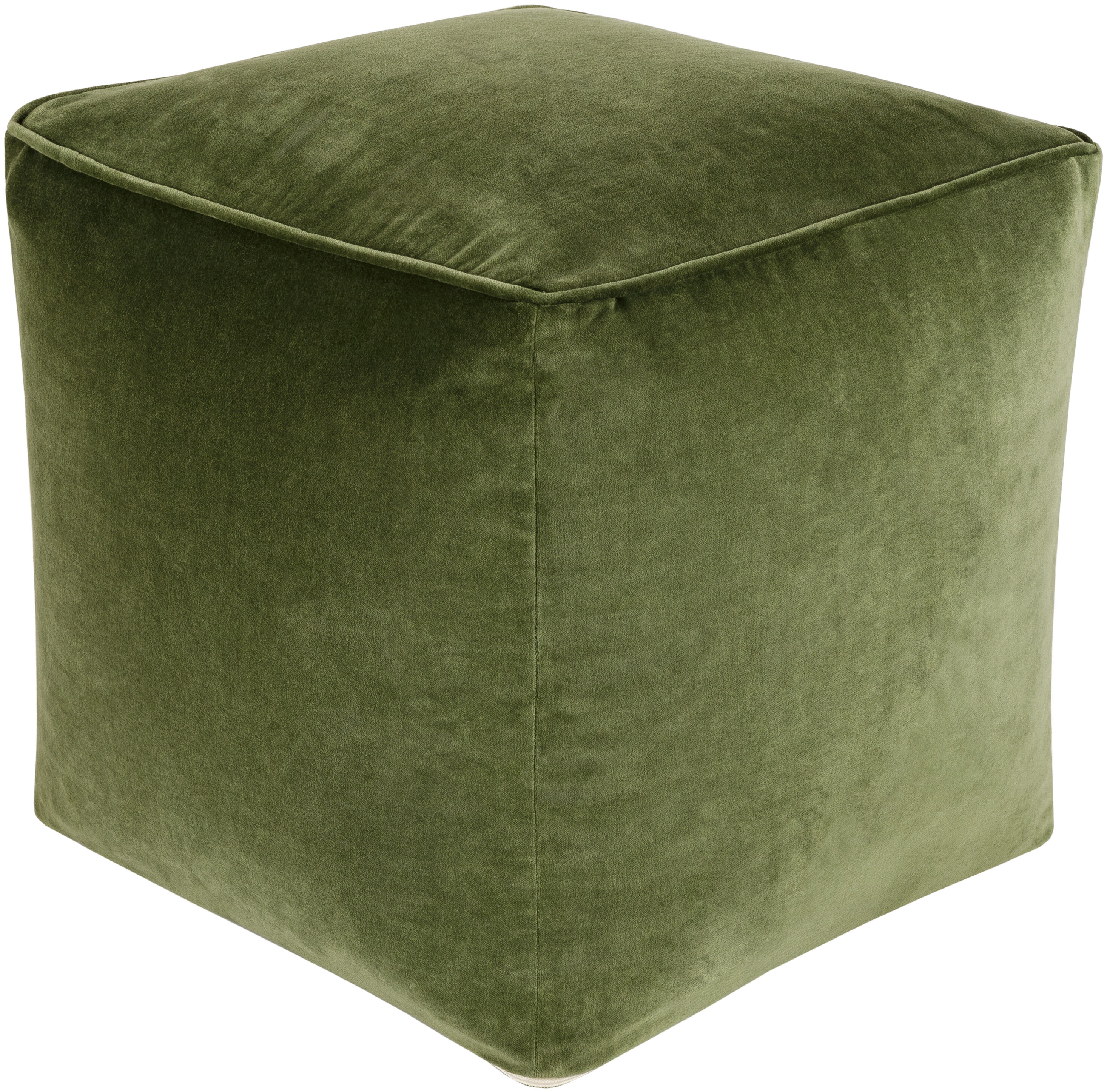 Cotton Velvet 16 inch Pouf, Cube