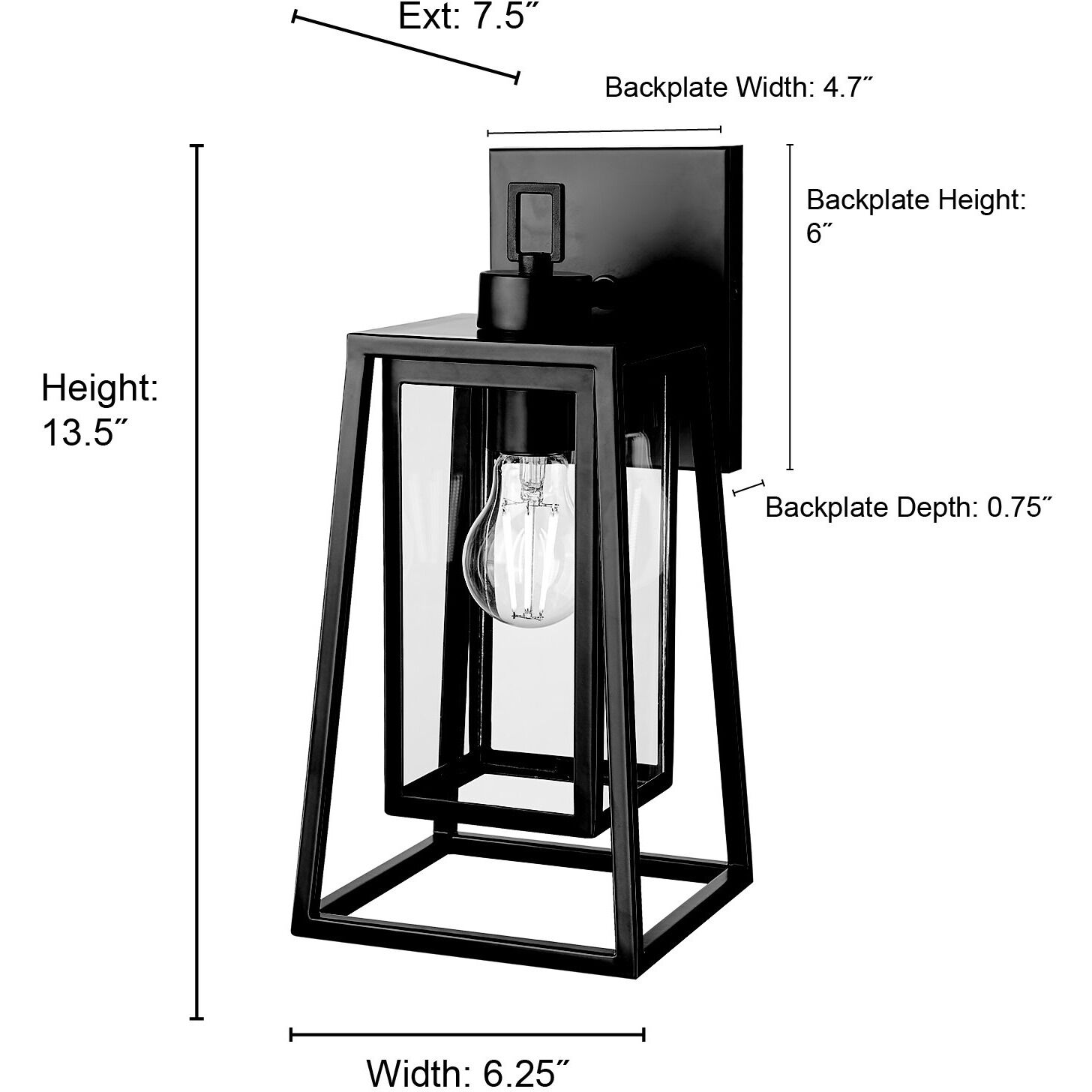 Denzell 1 Light 13.5 inch Powder Coated Black Outdoor Wall Sconce