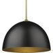 Yep Zoey 1 Light 16 inch Olympic Gold Pendant Ceiling Light in Matte Black, Large