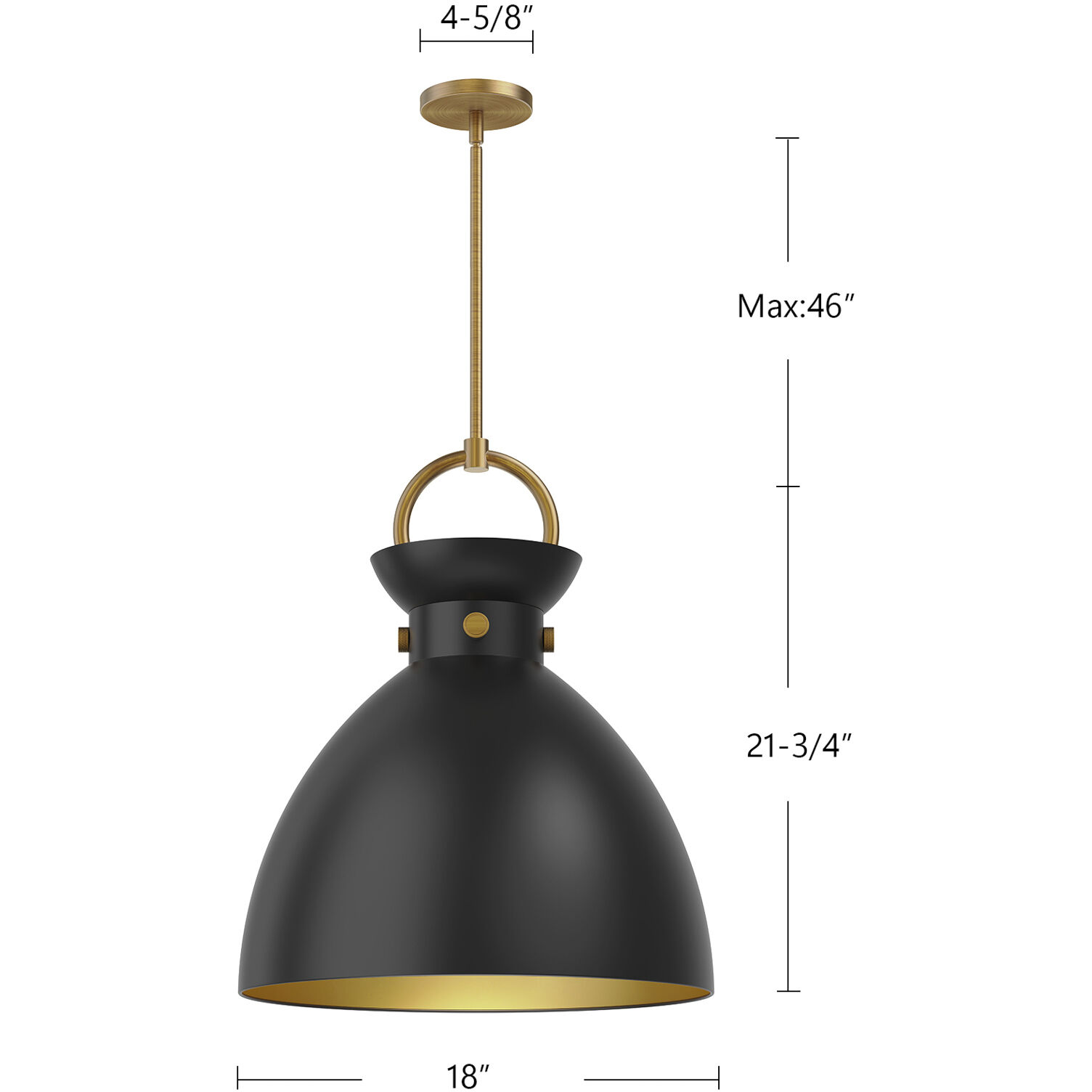 Alora Mood Waldo 1 Light 18 inch Aged Gold/Matte Black Pendant Ceiling Light in Aged Gold and Matte Black